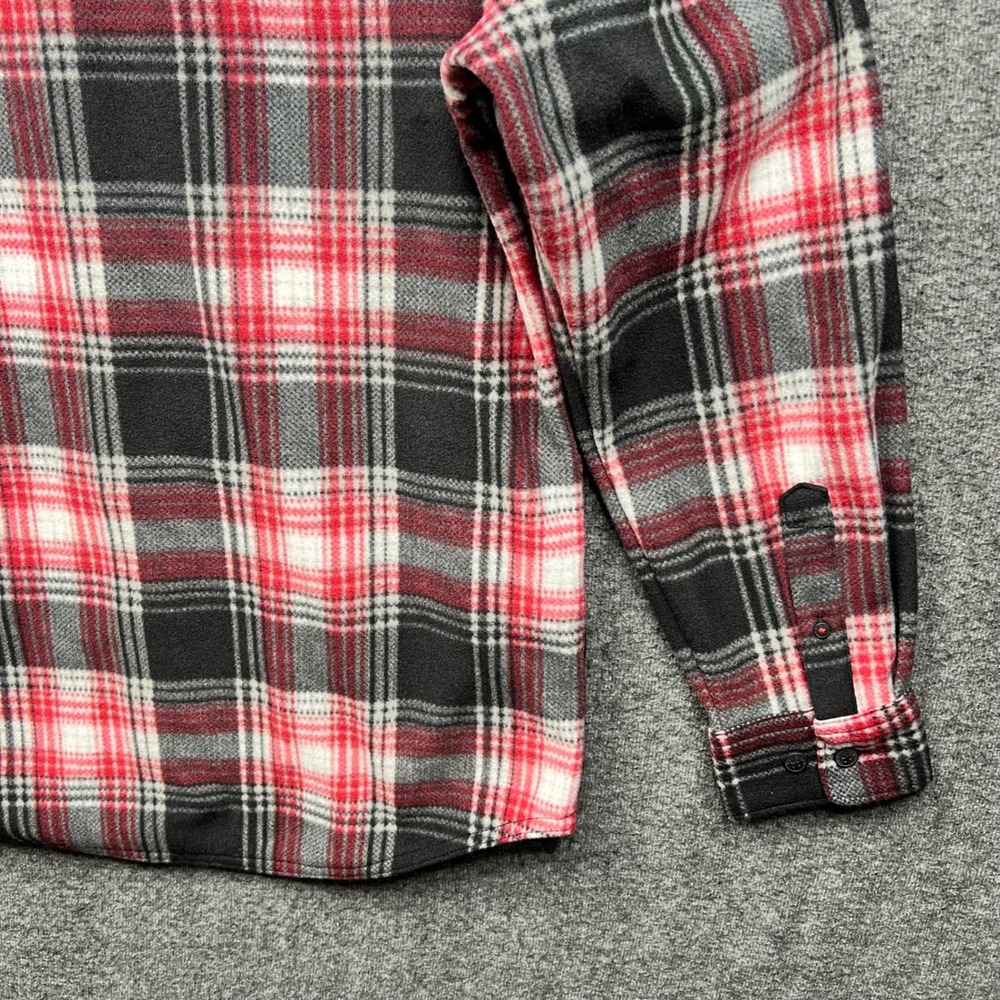 Wrangler Fleece Shirt Mens Medium Red Black Plaid Authentics Long Sleeve Button - Picture 15 of 16